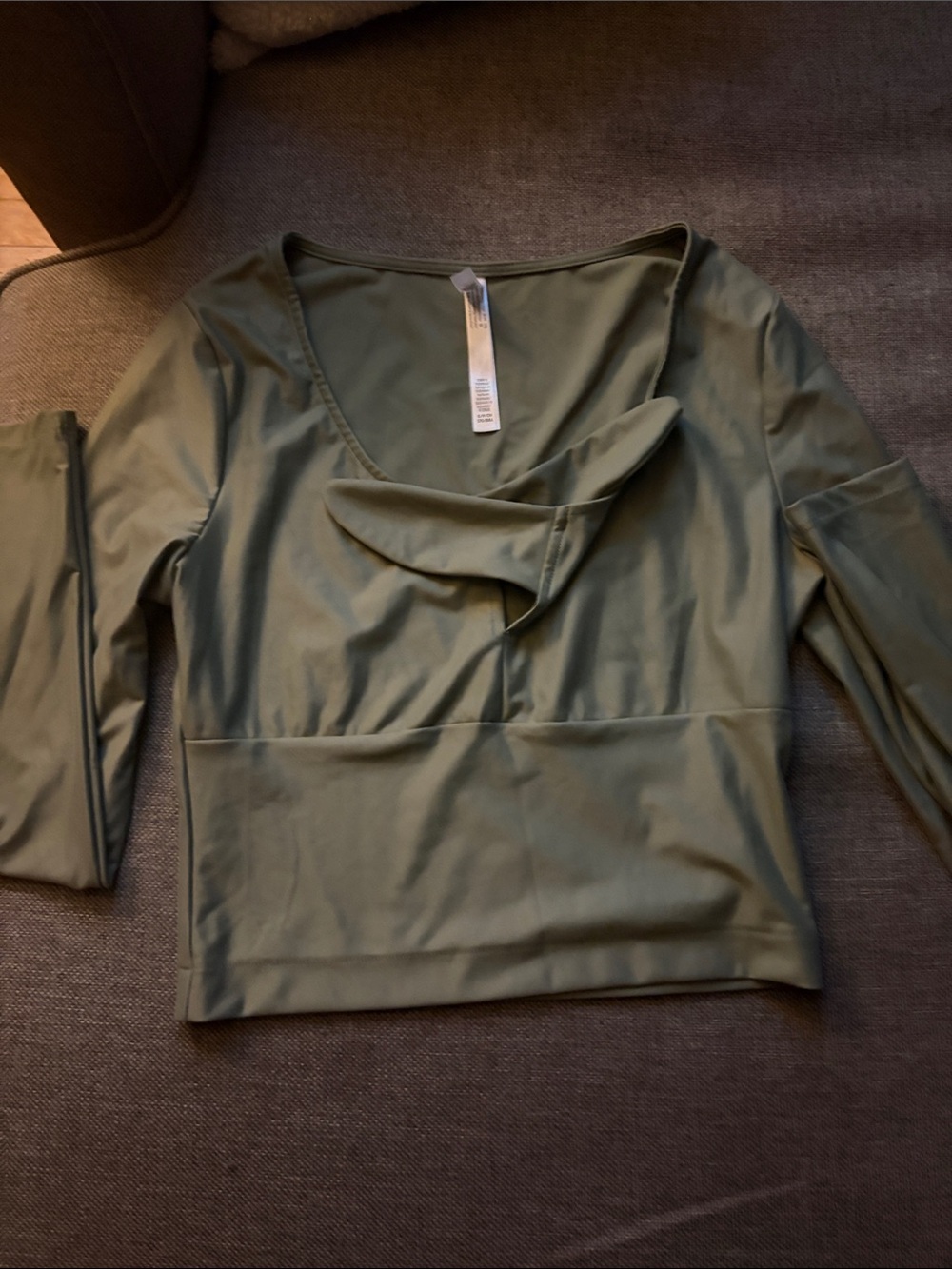 Victoria's Secret Olive Green Long Sleeve Draped Scoop Top